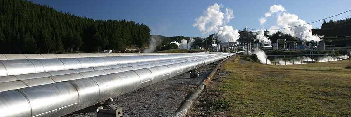 Piping infrastructure leading to a geothermal energy pant