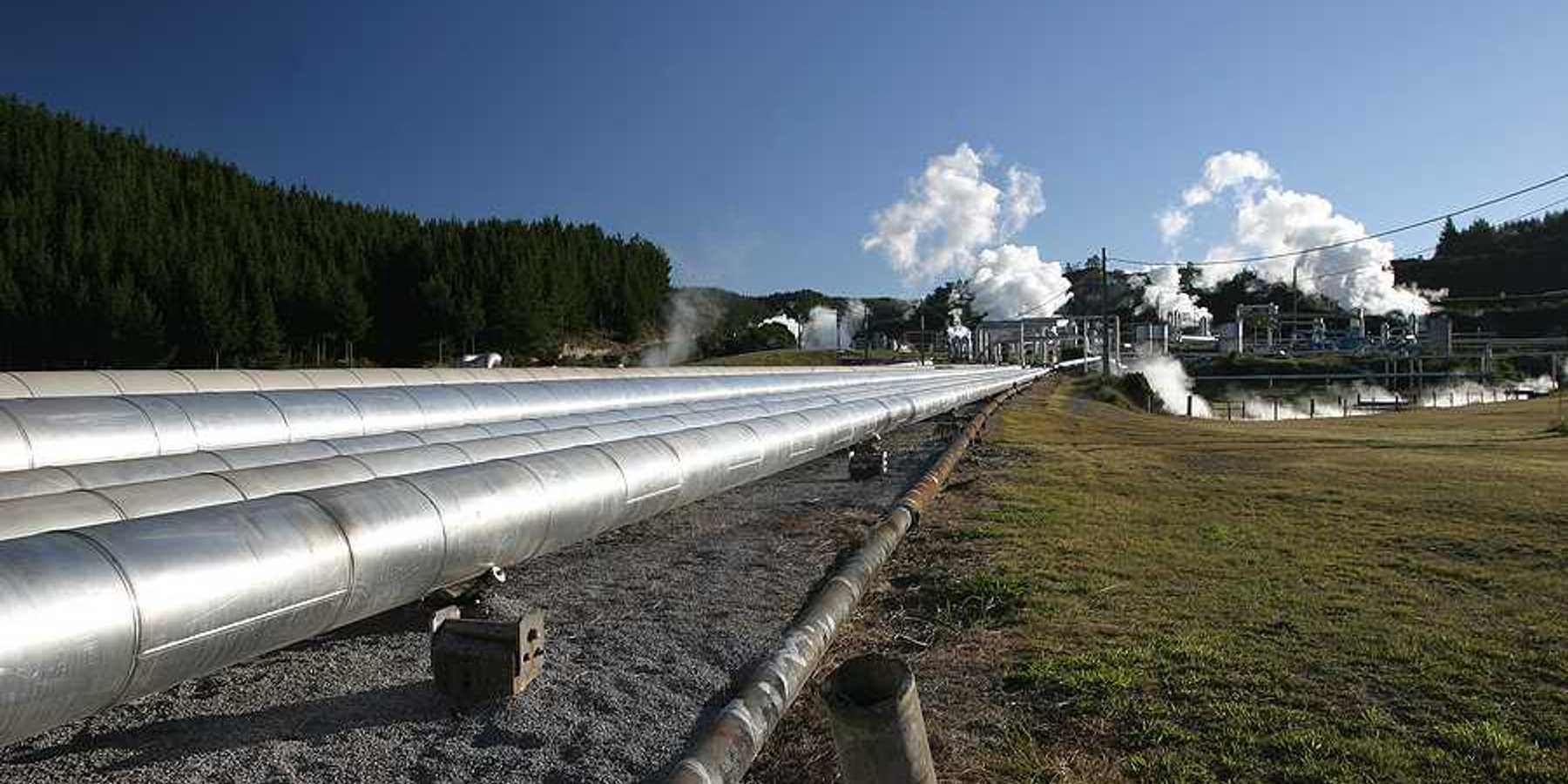 Piping infrastructure leading to a geothermal energy pant