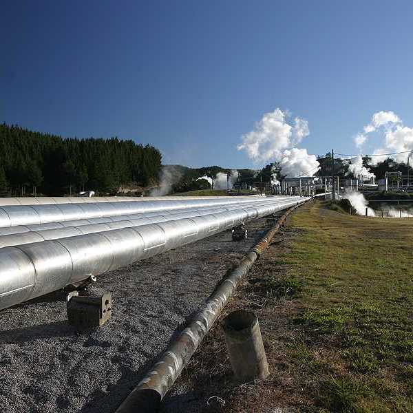 Piping infrastructure leading to a geothermal energy pant
