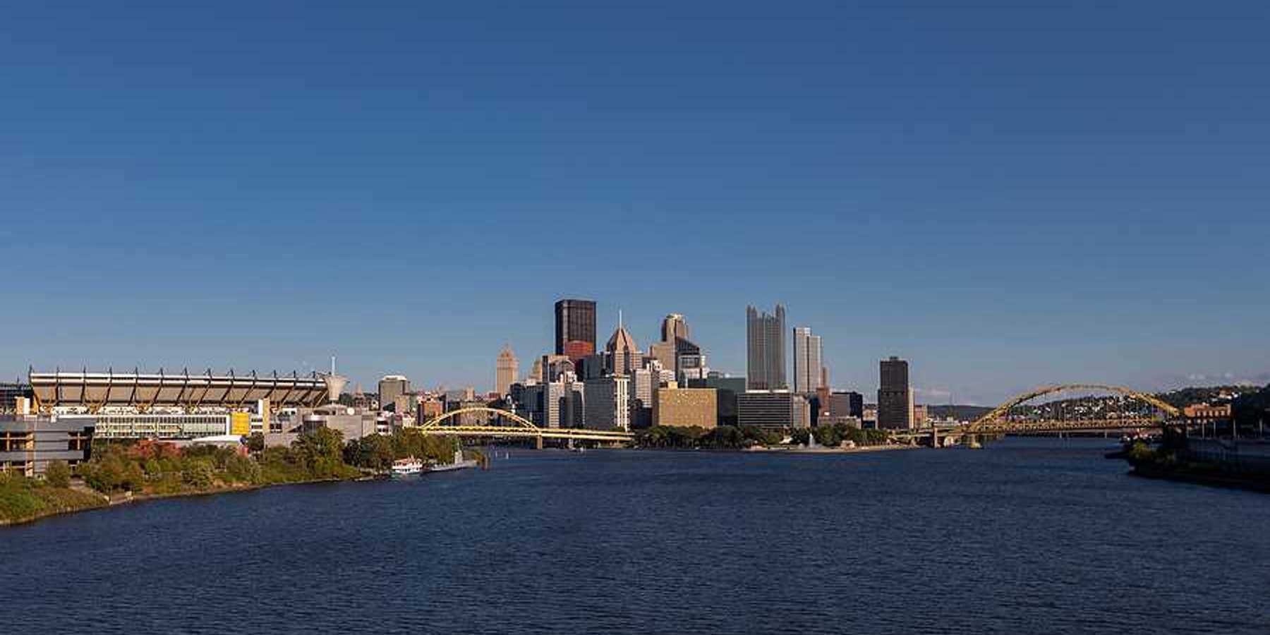 Pittsburgh city skyline with the Allegheny River in the foreground