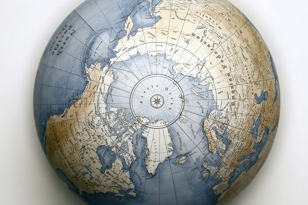 Planet Earth globe North Pole perspective