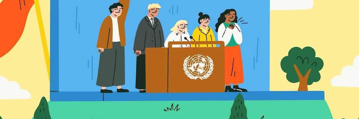 Poster reads "The UN Summit of the Future is the Summit of Our Future