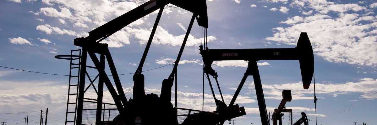 Pumpjacks extracting oil from an oilfield in Kern County, CA.