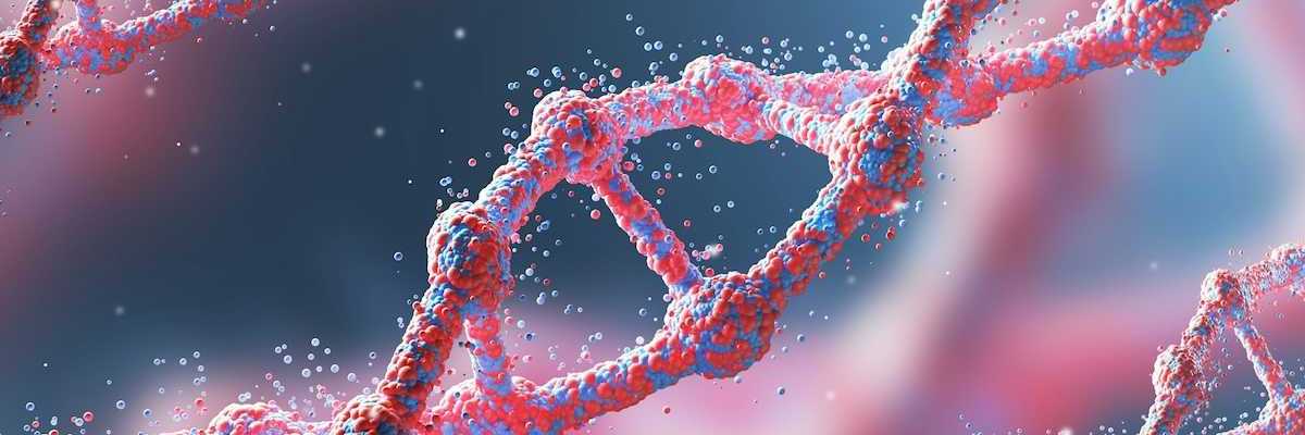 Red and blue DNA strands