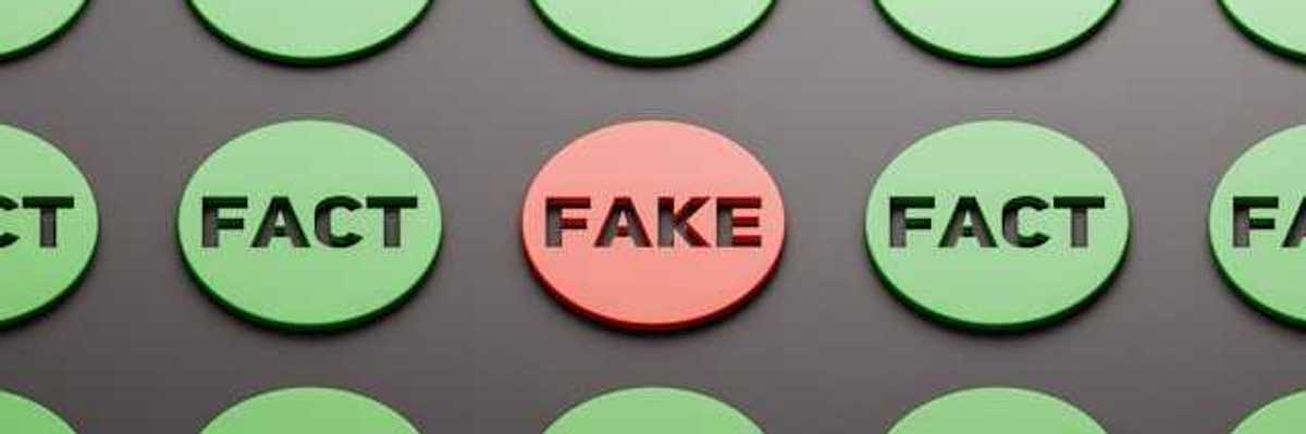 Red and green circles with the words fact or fake on them