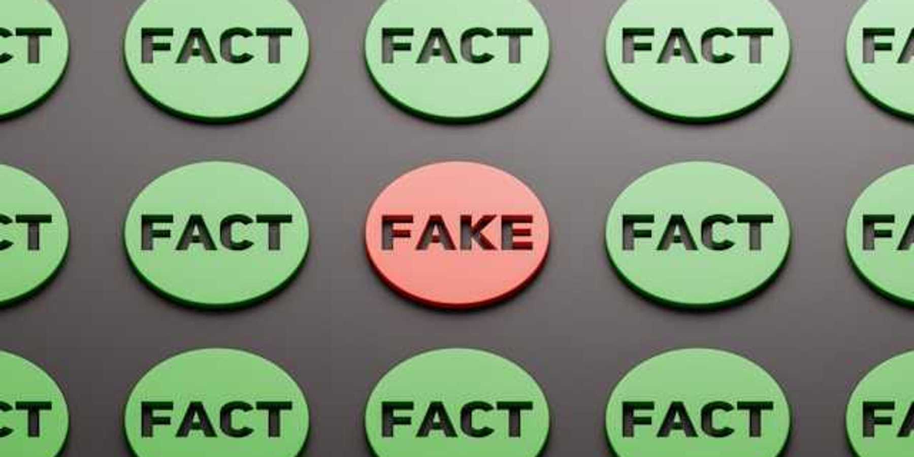 Red and green circles with the words fact or fake on them