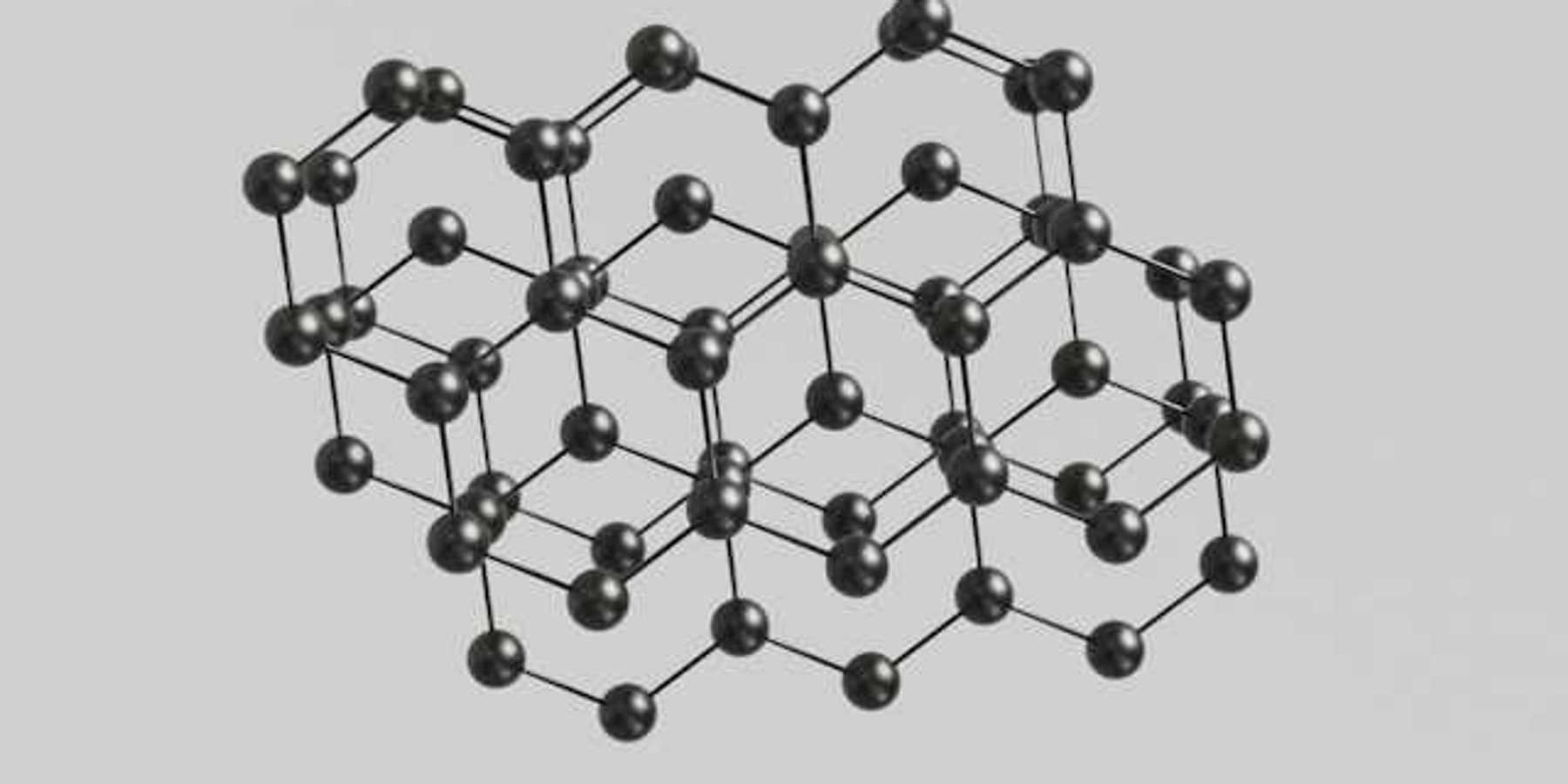 Rendering of a molecule with many atoms in hexagram formations