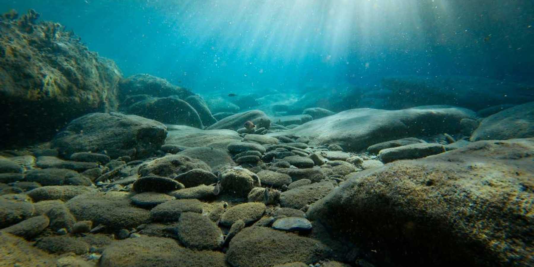 Rocky ocean floor with light coming from above.