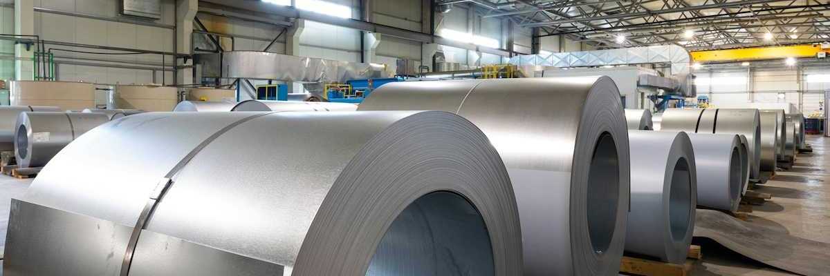 Rolls of metal sheet in a production facility