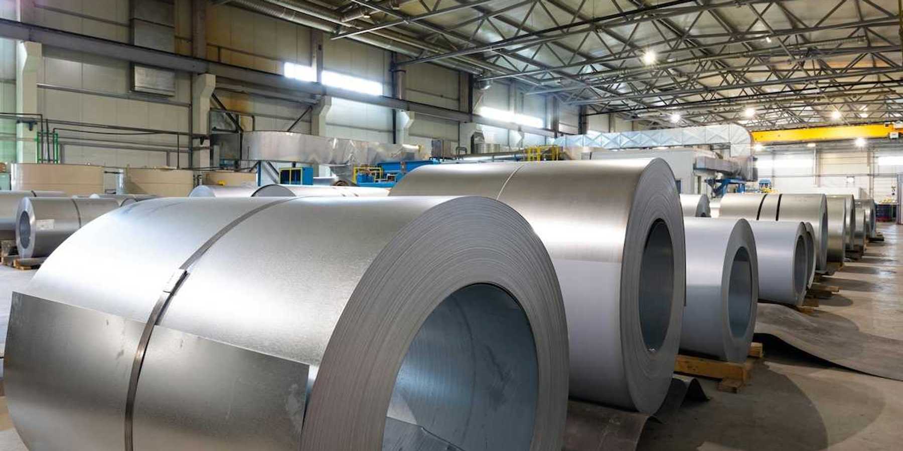 Rolls of metal sheet in a production facility