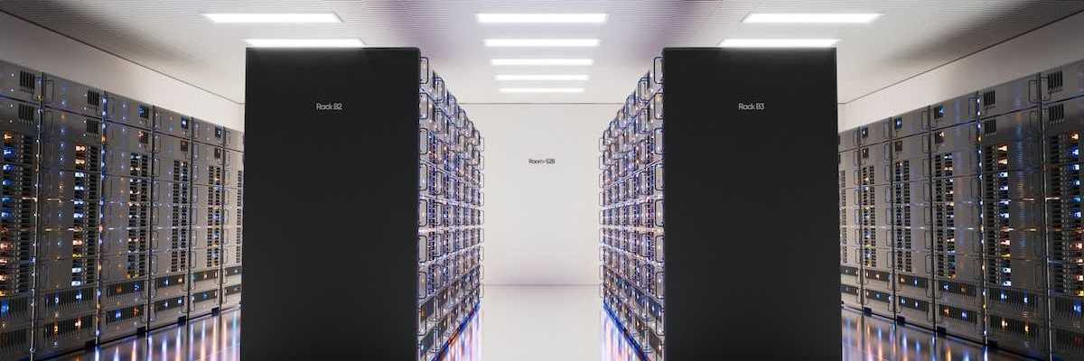 Room housing rows and racks of data center electronics