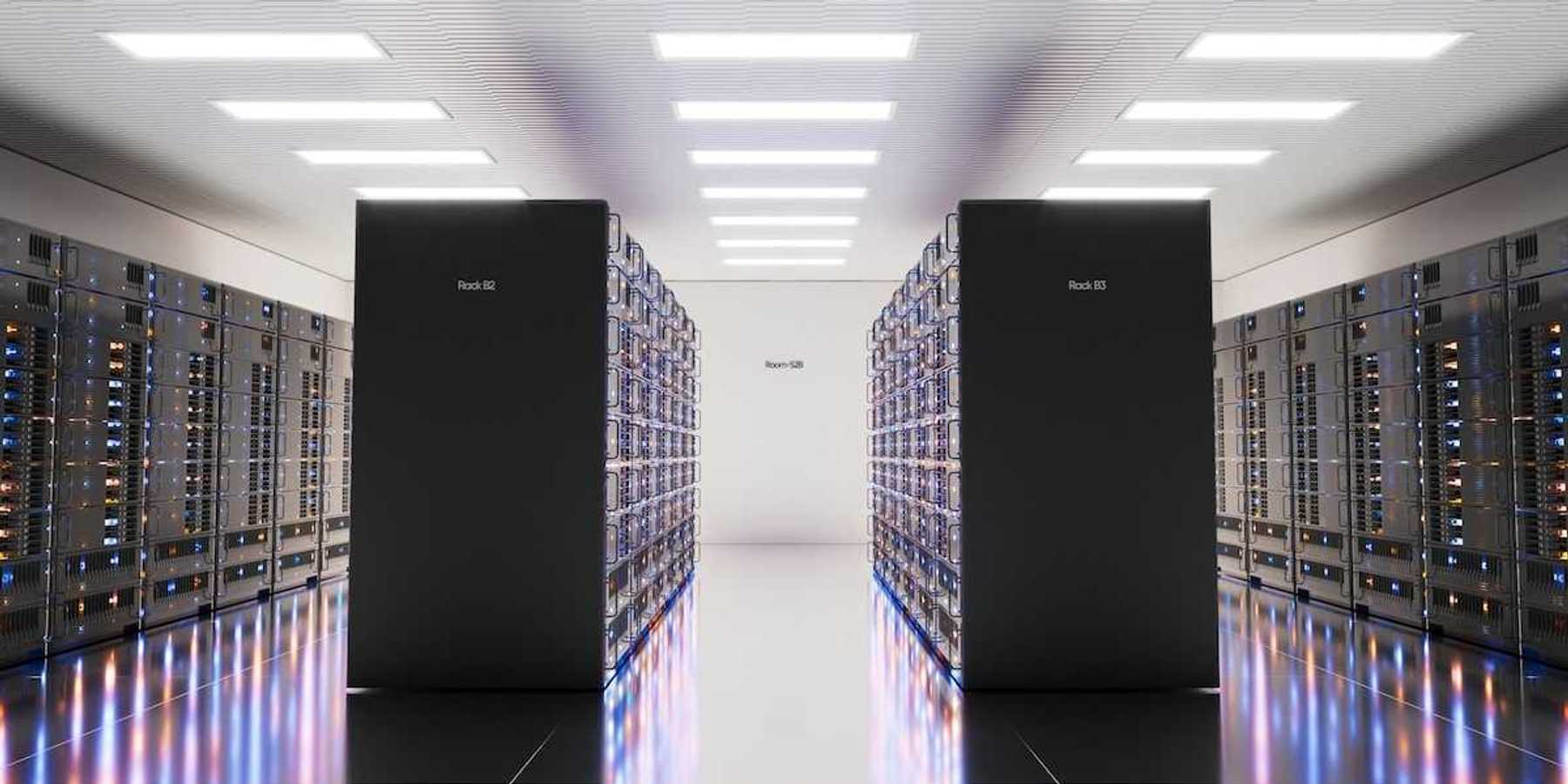 Room housing rows and racks of data center electronics