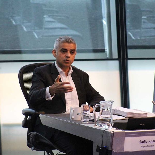 Sadiq Khan, the Mayor of London, appears before the London Assembly in the chamber of City Hall