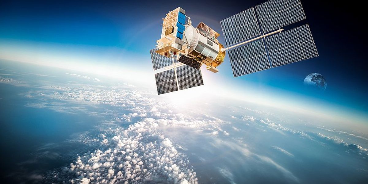 Satellite floating over the earth.
