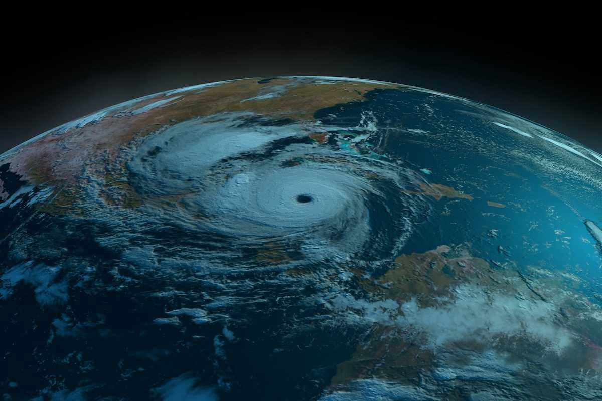 Satellite view of a hurricane forming in the Caribbean