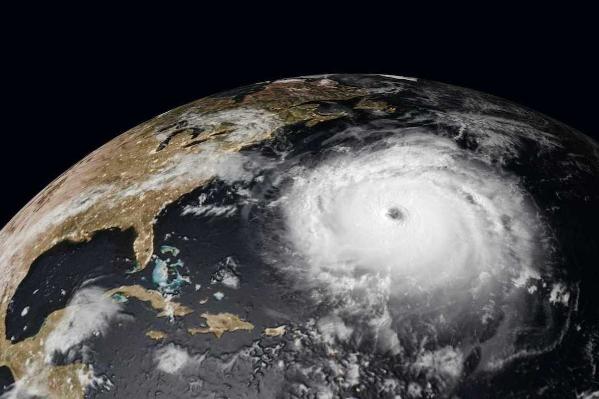 Satellite view of an Atlantic hurricane