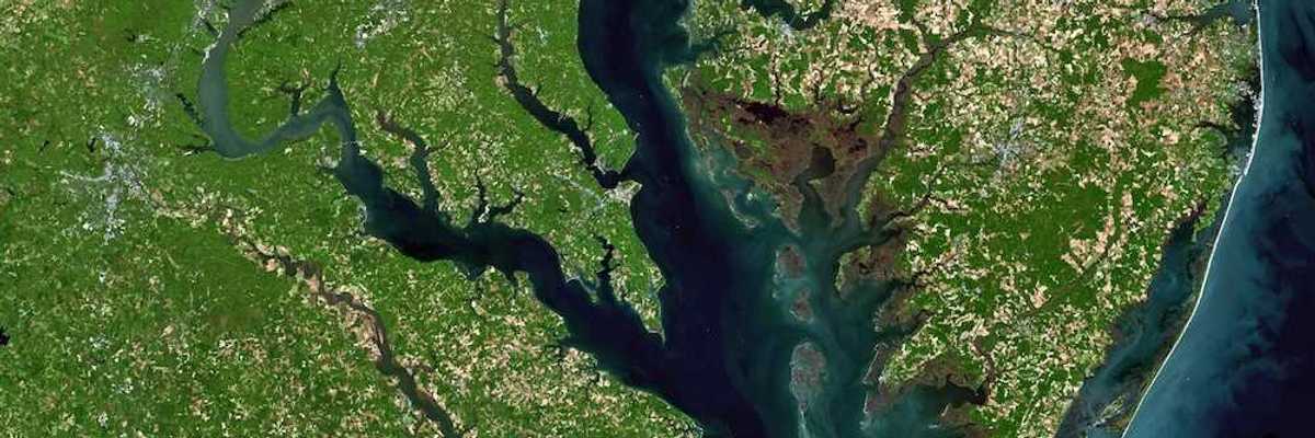 Satellite view of the Chesapeake Bay region