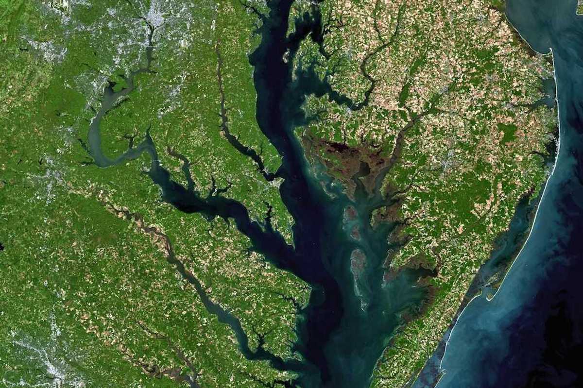 Satellite view of the Chesapeake Bay region