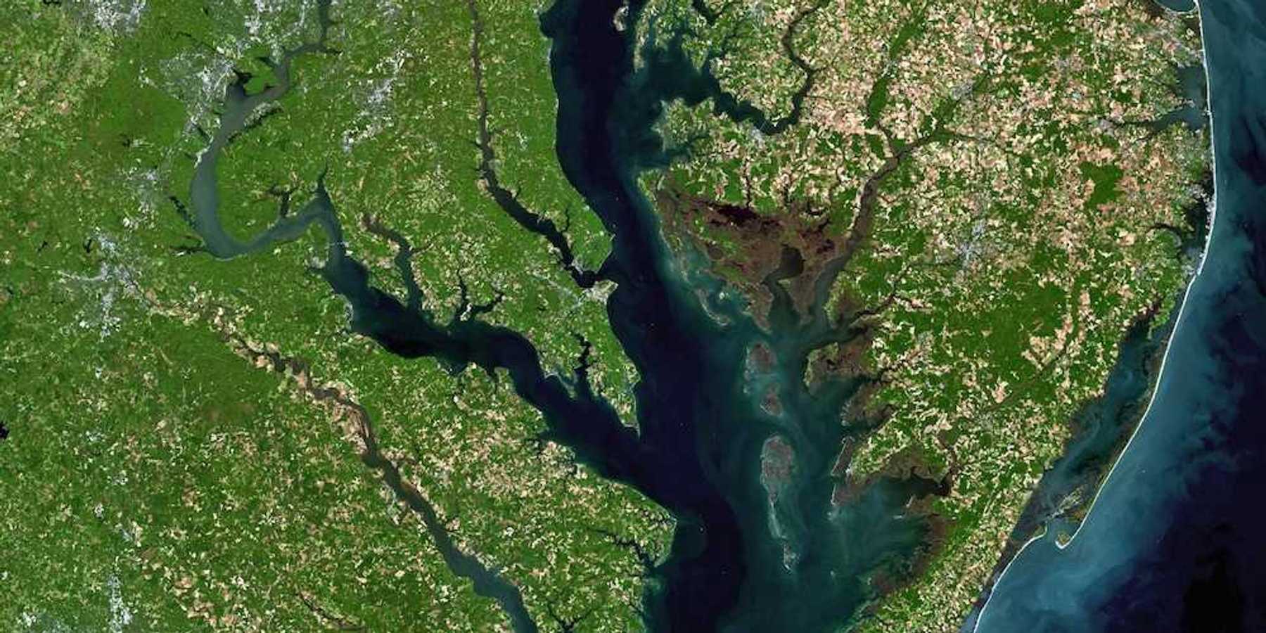 Satellite view of the Chesapeake Bay region
