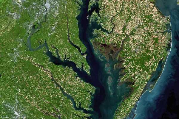 Satellite view of the Chesapeake Bay region