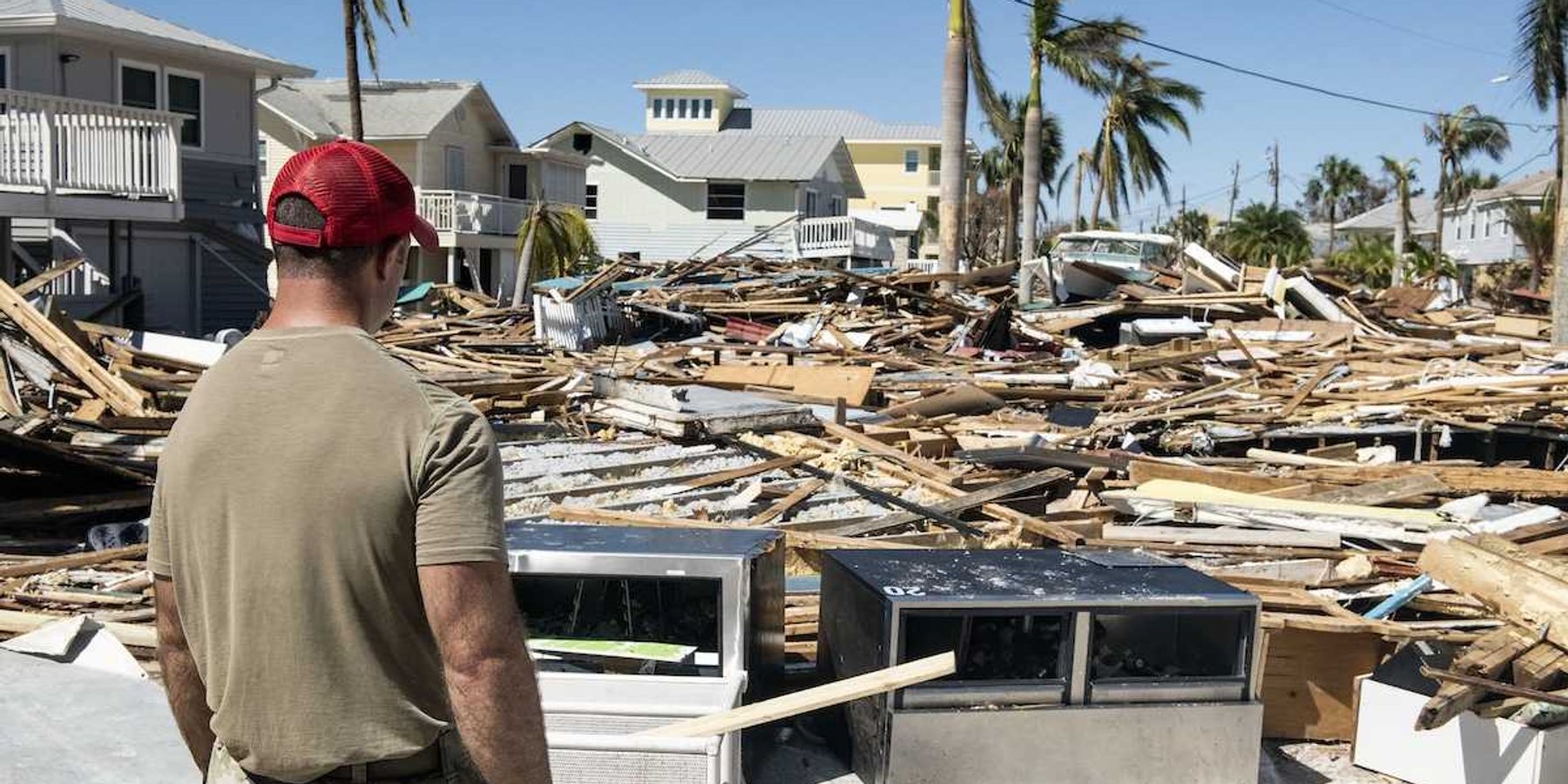 Scene of destructive aftermath of Florida hurricane