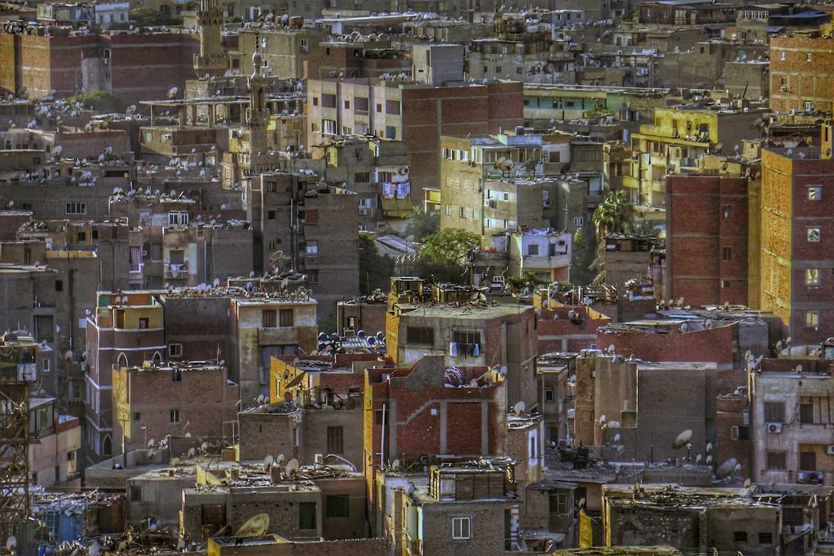 Seemingly chaotic Cairo rooftops