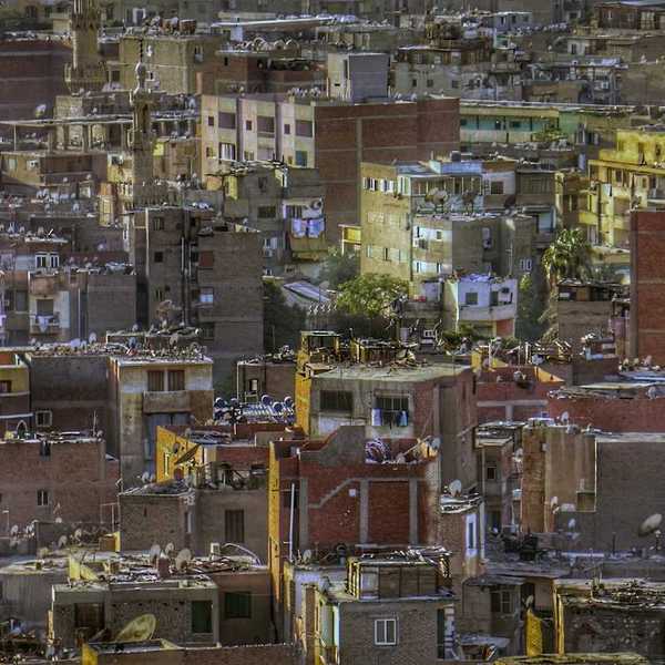 Seemingly chaotic Cairo rooftops