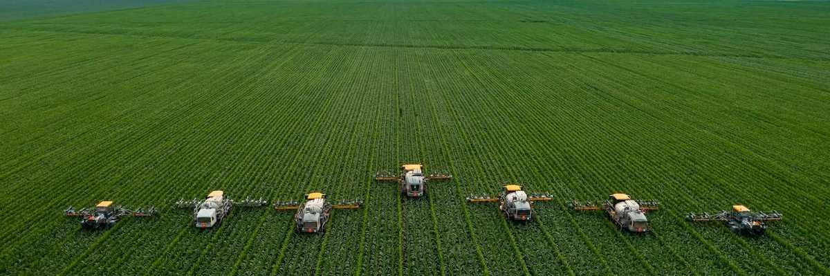 Seven pieces of farm equipment