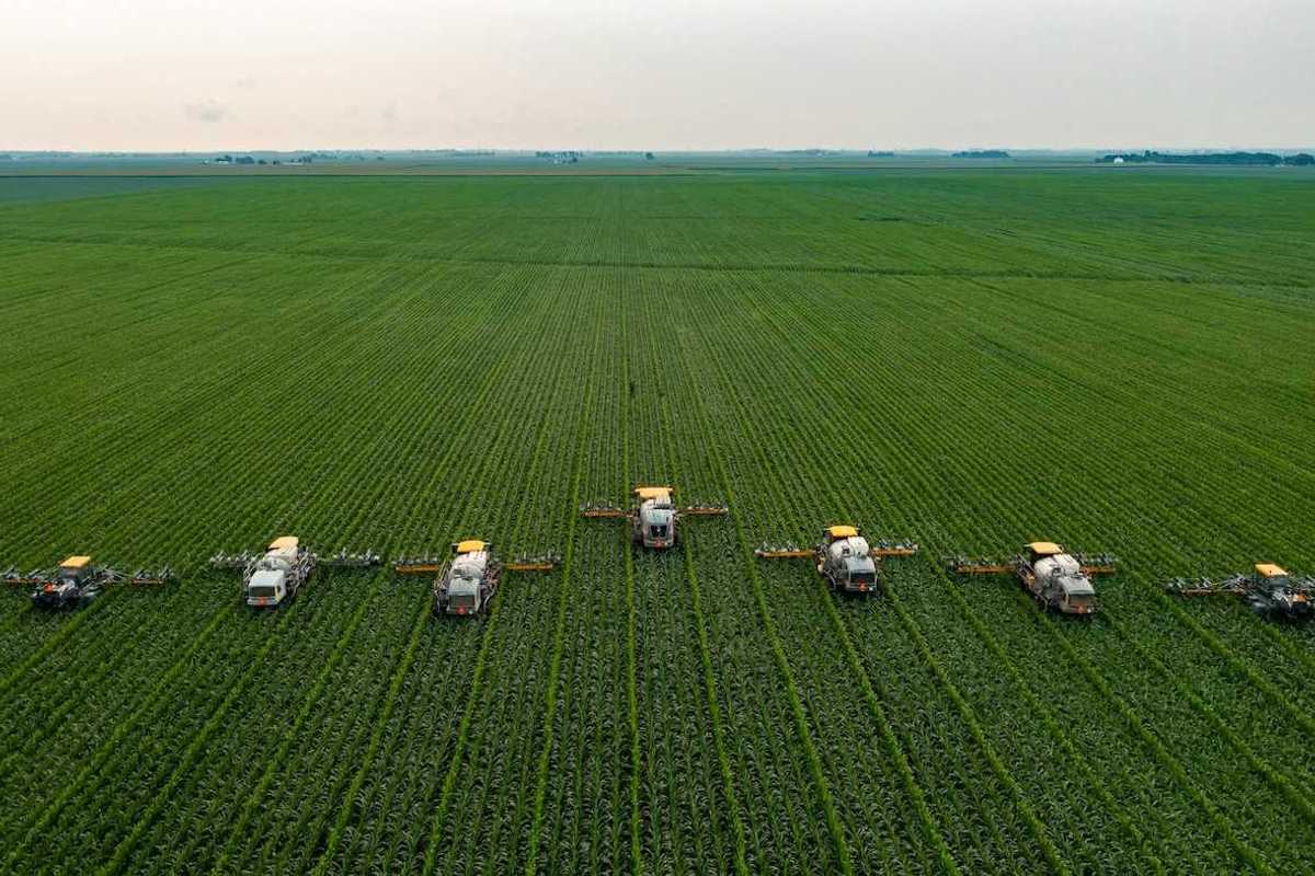 Seven pieces of farm equipment