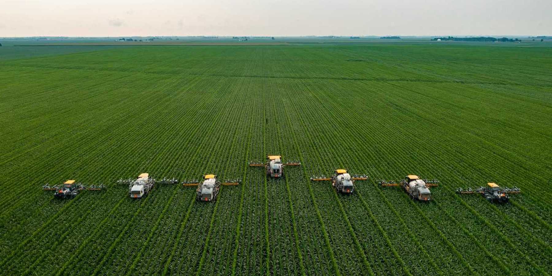 Seven pieces of farm equipment
