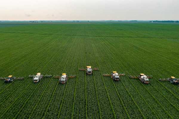 Seven pieces of farm equipment