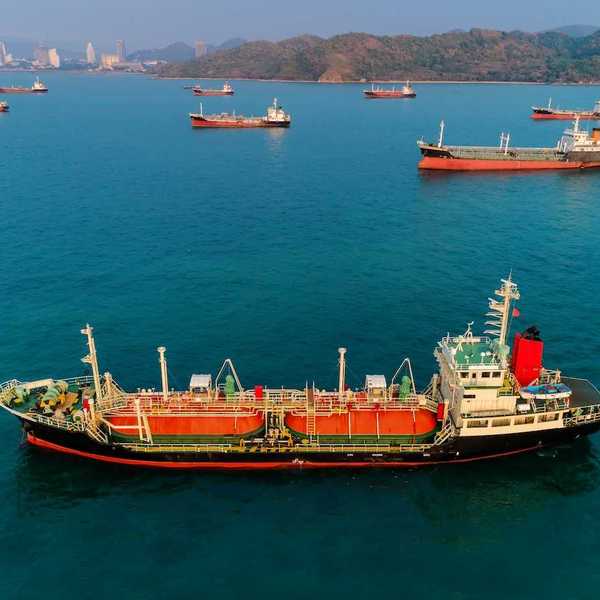 Ships parked, presumably awaiting loading or off-loading
