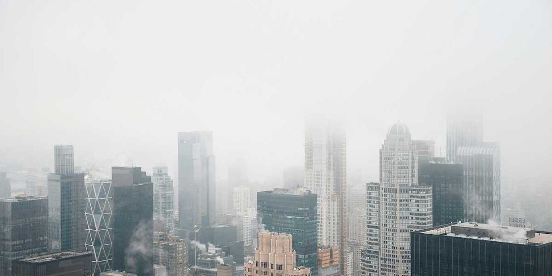 smog-shrouded cityscape