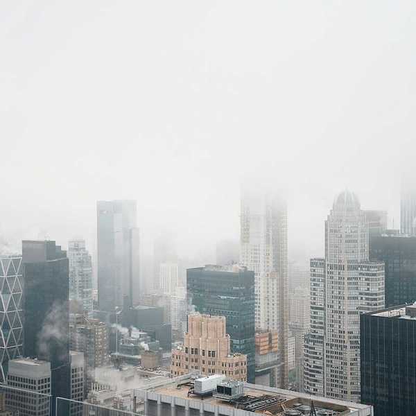 smog-shrouded cityscape