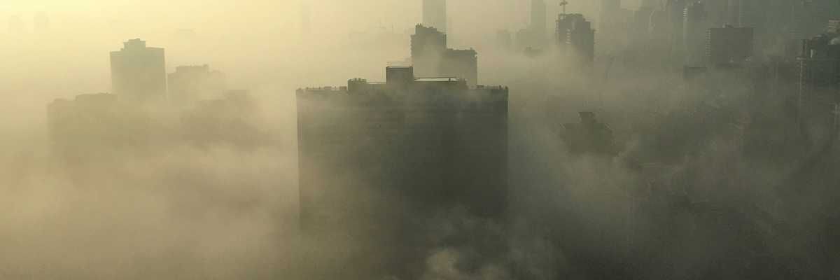 smoky cityscape
