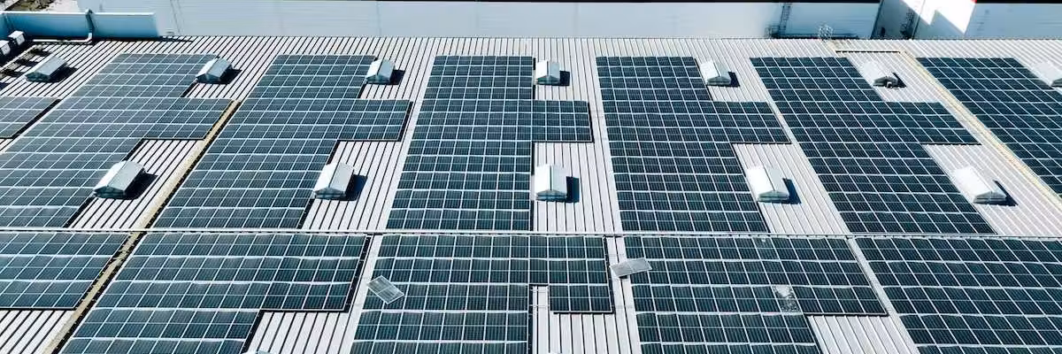 Solar panels deployed on roof of massive warehouses or data centers