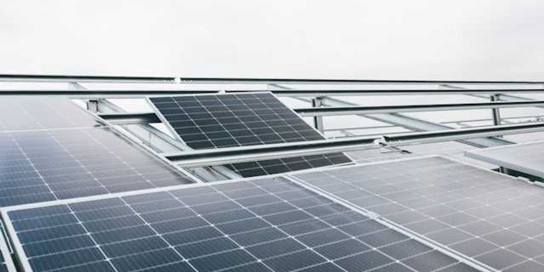 Solar panels on a cloudy day