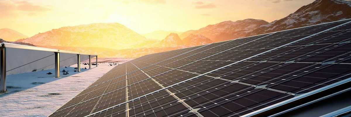 Solar panels on a snowy landscape