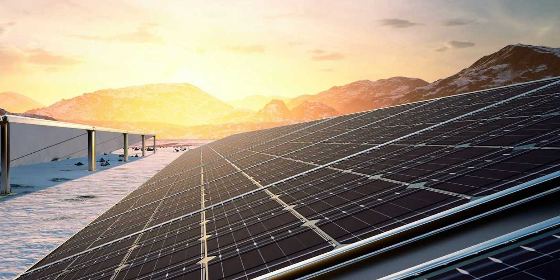 Solar panels on a snowy landscape