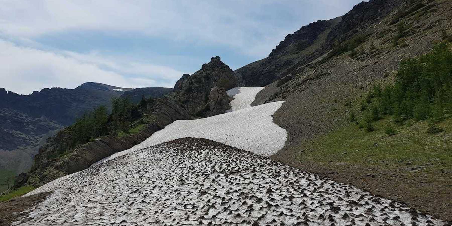 Spotty, patchy, diminished, mountain snow-pack