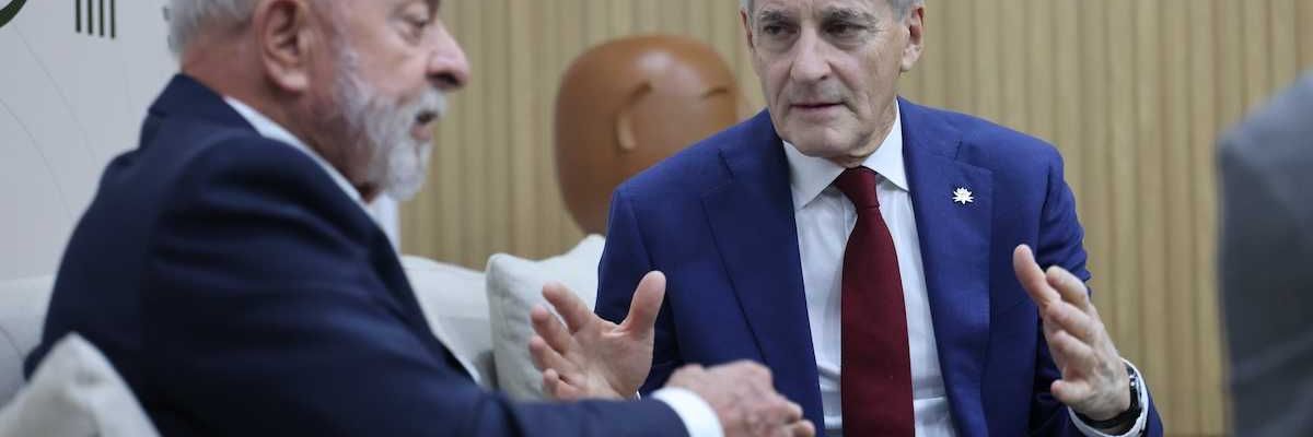 Statsminister Jonas Gahr Støre møter Brasils president Luiz Inacio Lula da Silva at COP30