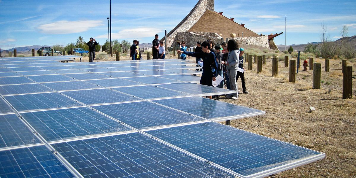 Students solar panels energy