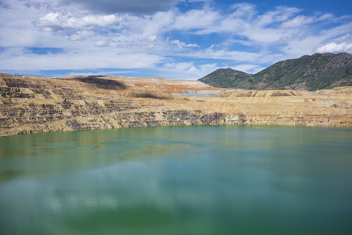 The Berkeley Pit, a former open pit copper mine located in Butte, Montana.