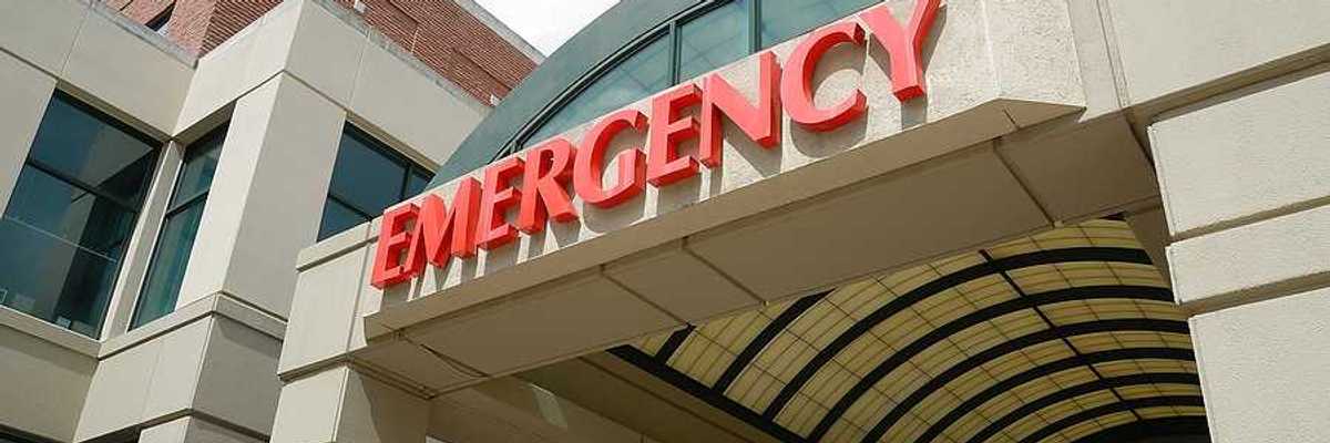 The emergency room entrance of a hospital