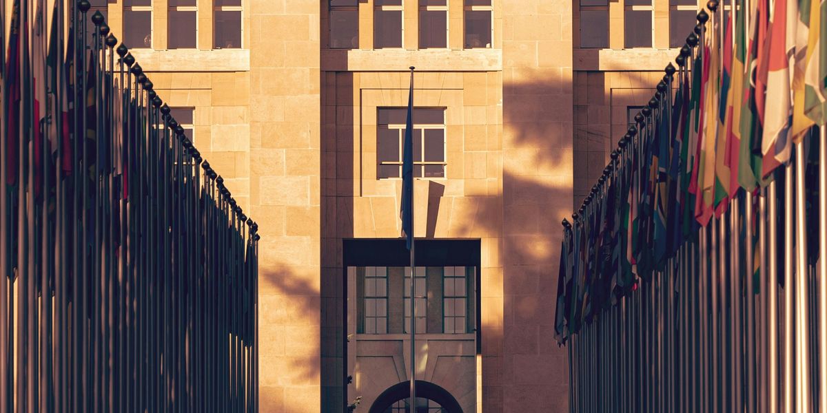 The entrance to the United Nations building