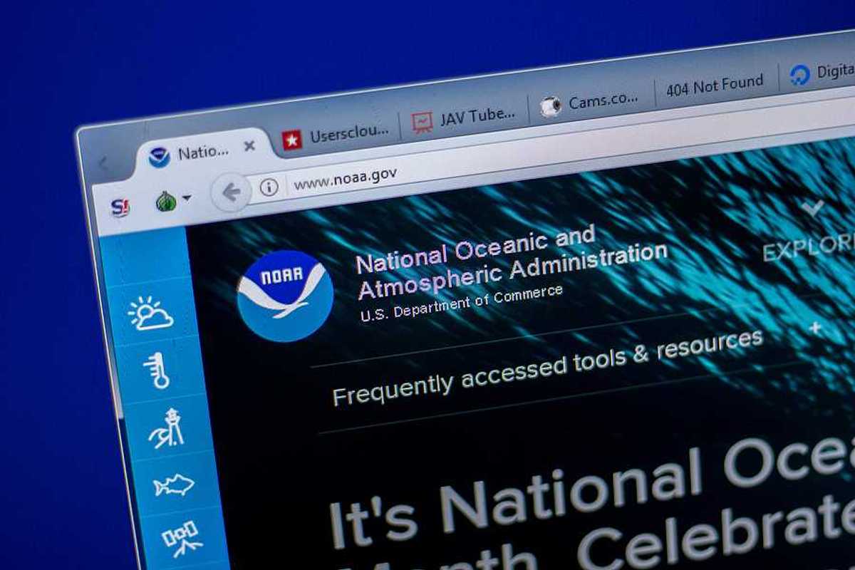 The homepage of the National Oceanic and Atmospheric Administration