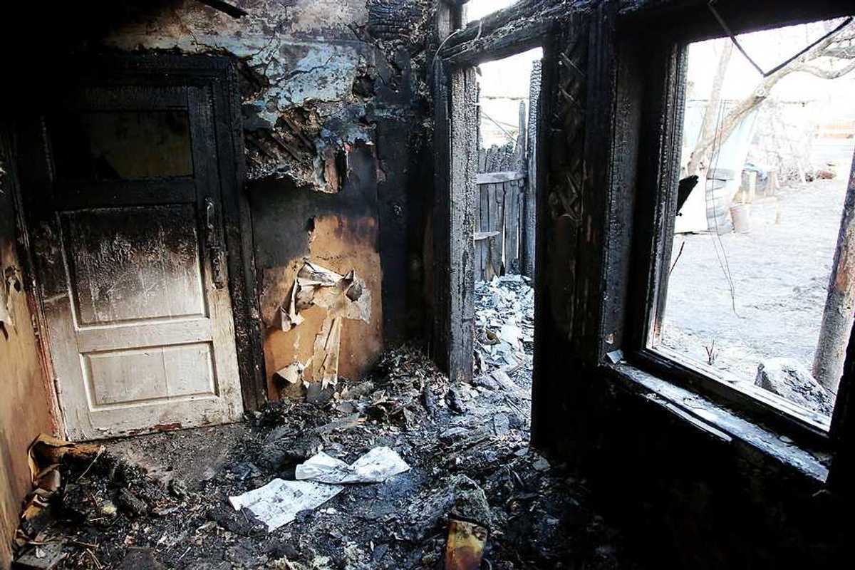 The interior of a burned bulding