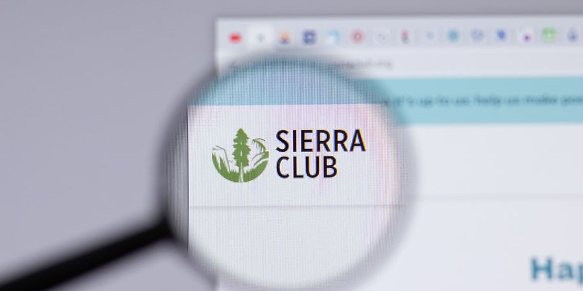 The Sierra Club logo shown on a closeup of the organization's webpage.