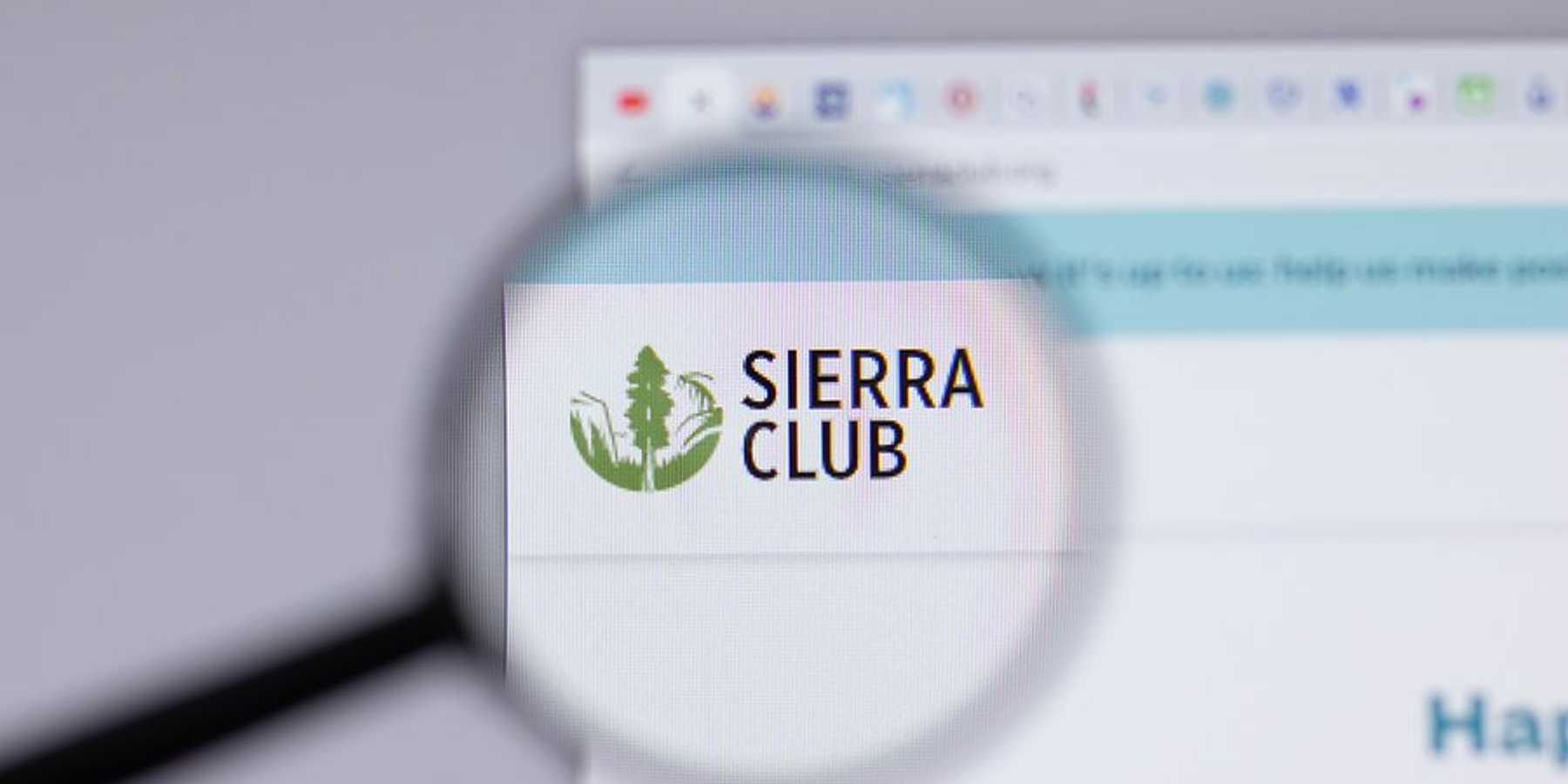 The Sierra Club logo shown on a closeup of the organization's webpage.