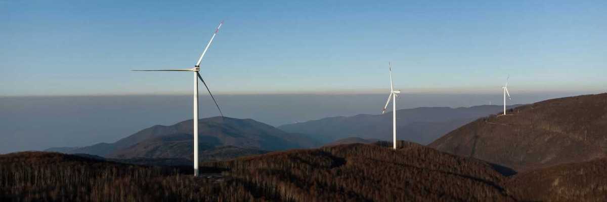 Three ridgetop wind turbines